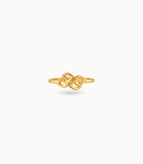 Gold Plated Intertwined Double Heart Finger Ring