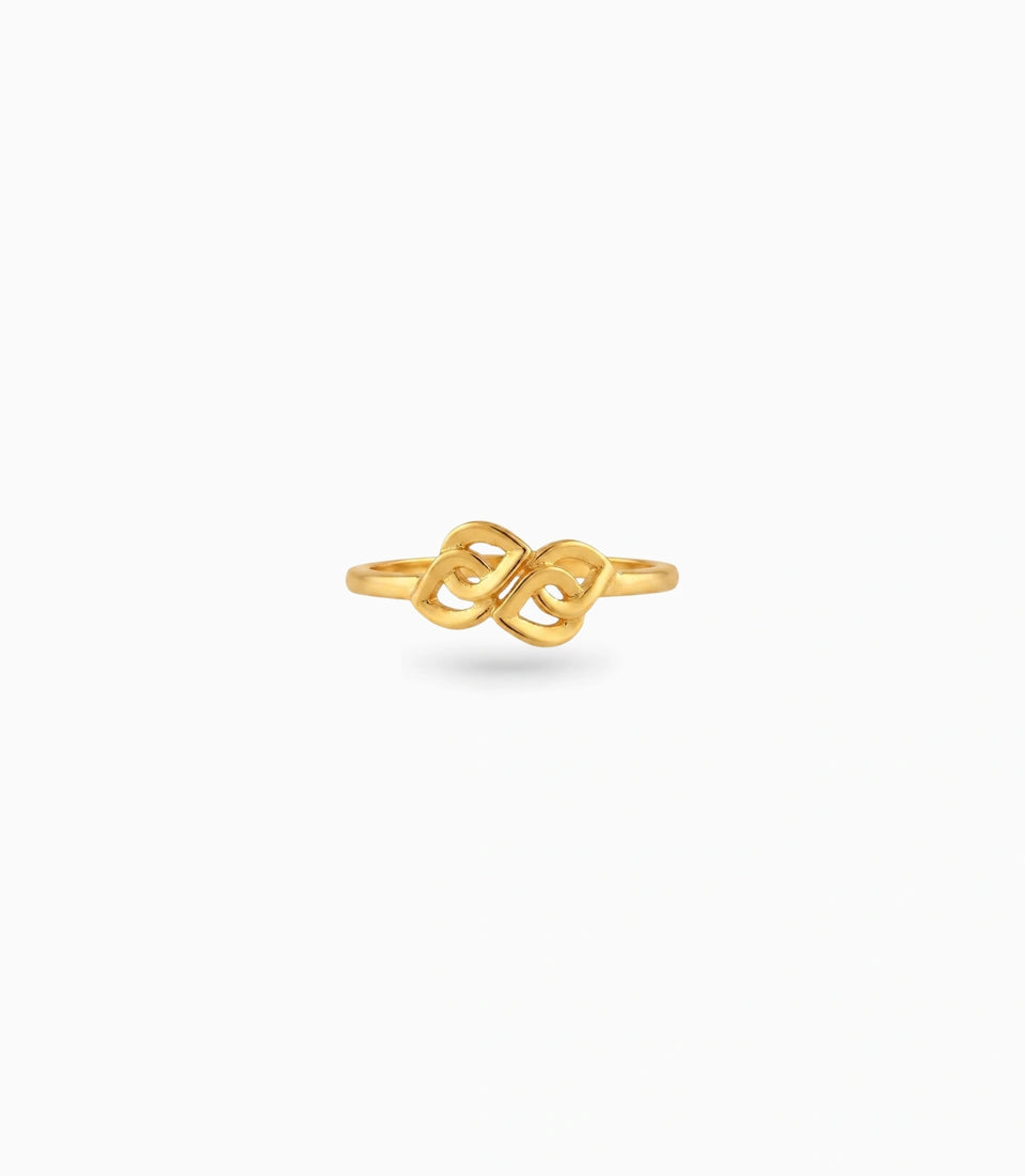 Gold Plated Intertwined Double Heart Finger Ring