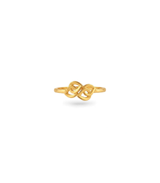 Gold Plated Intertwined Double Heart Finger Ring