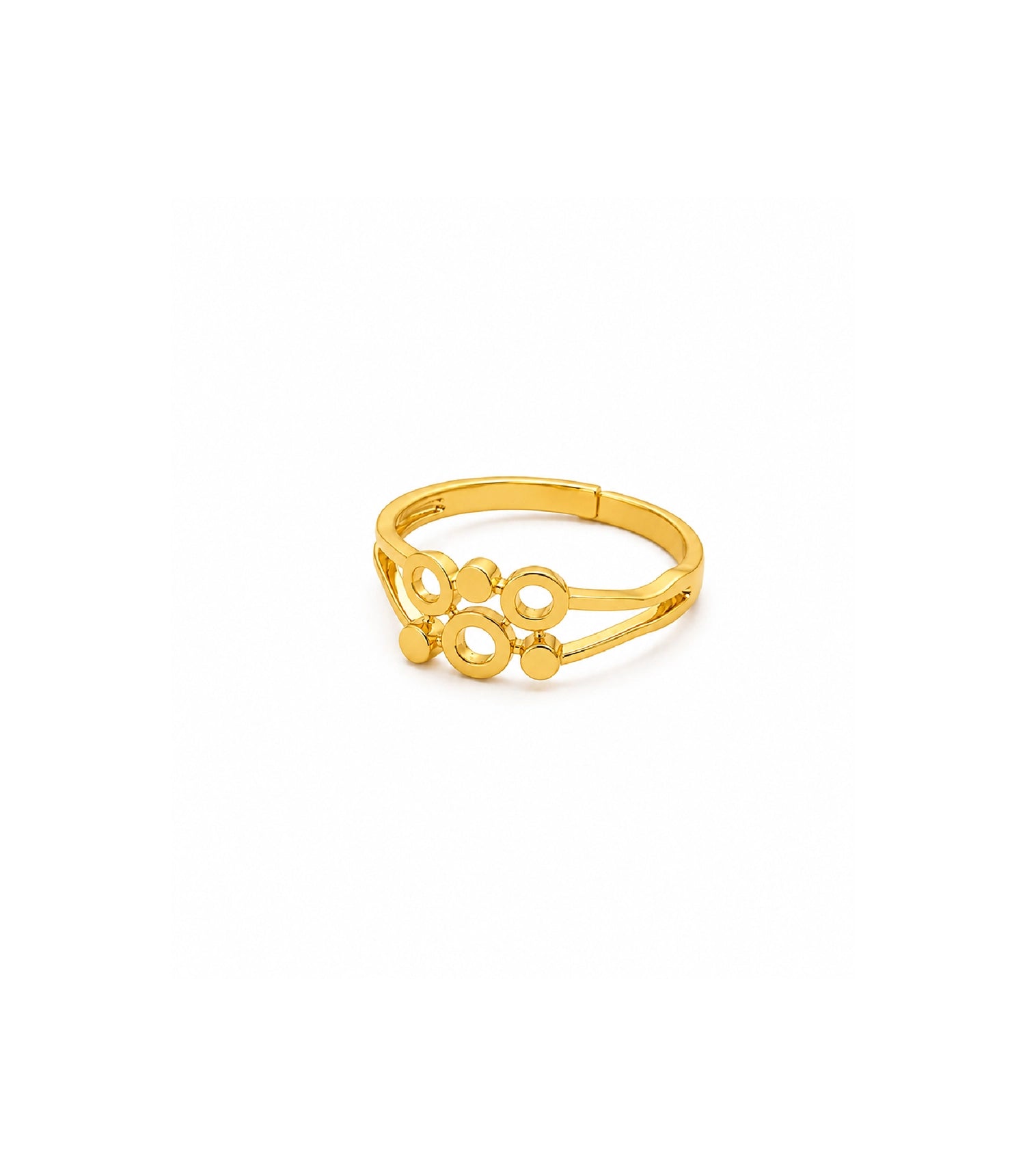 Gold Plated Geometric Adjustable Finger Ring for Women
