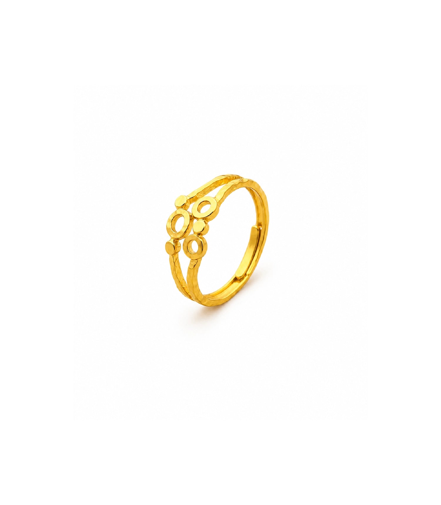 Gold Plated Geometric Adjustable Finger Ring for Women