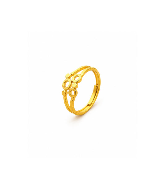Gold Plated Geometric Adjustable Finger Ring for Women