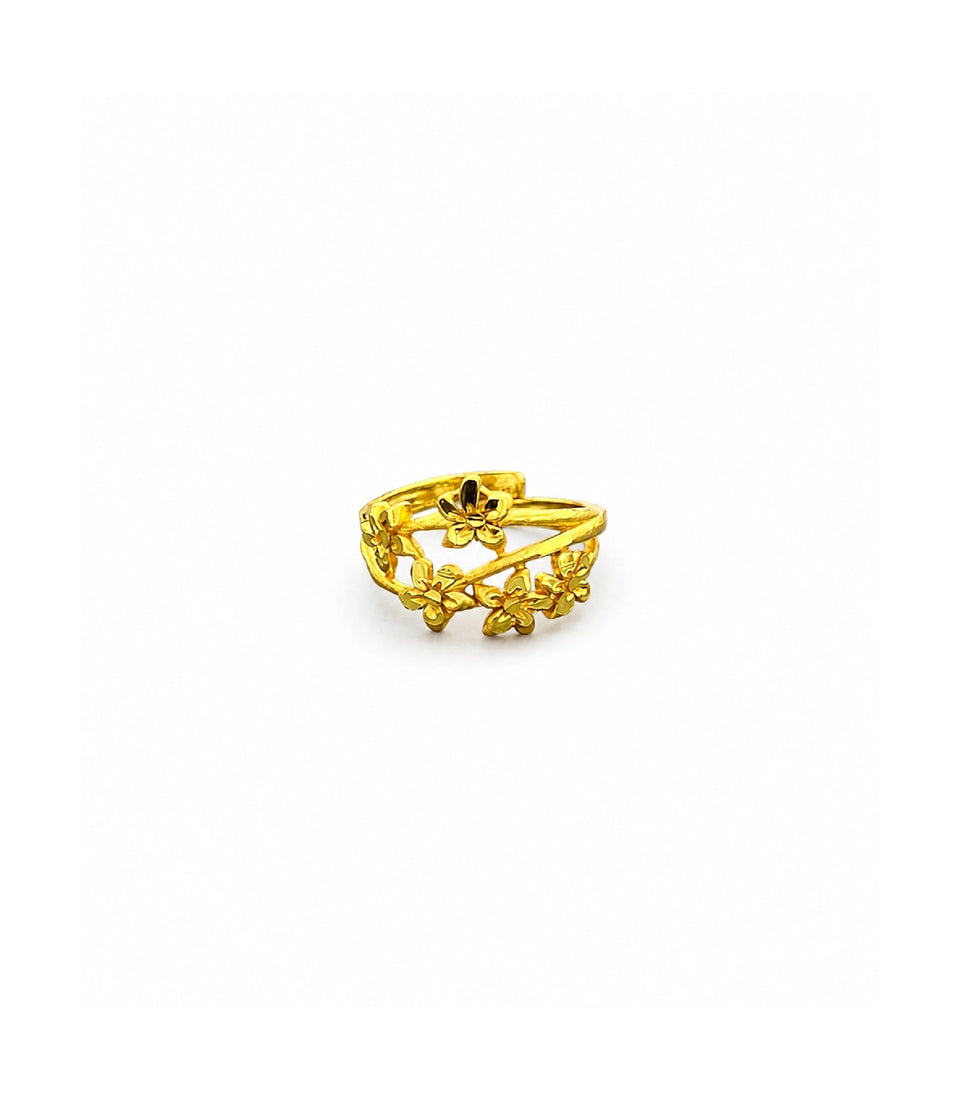 Gold Plated Elegant Floral Adjustable Finger Ring