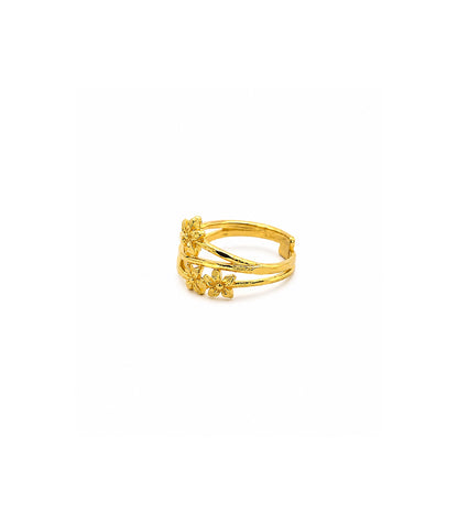 Gold Plated Elegant Floral Adjustable Finger Ring