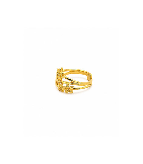 Gold Plated Elegant Floral Adjustable Finger Ring