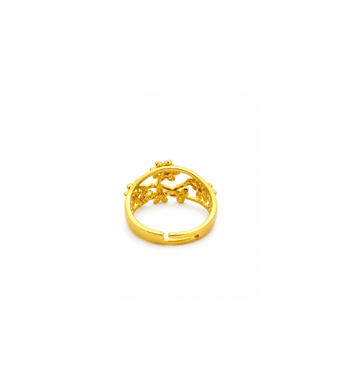 Gold Plated Elegant Floral Adjustable Finger Ring