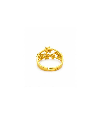Gold Plated Elegant Floral Adjustable Finger Ring