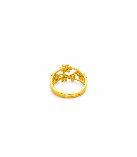 Gold Plated Elegant Floral Adjustable Finger Ring