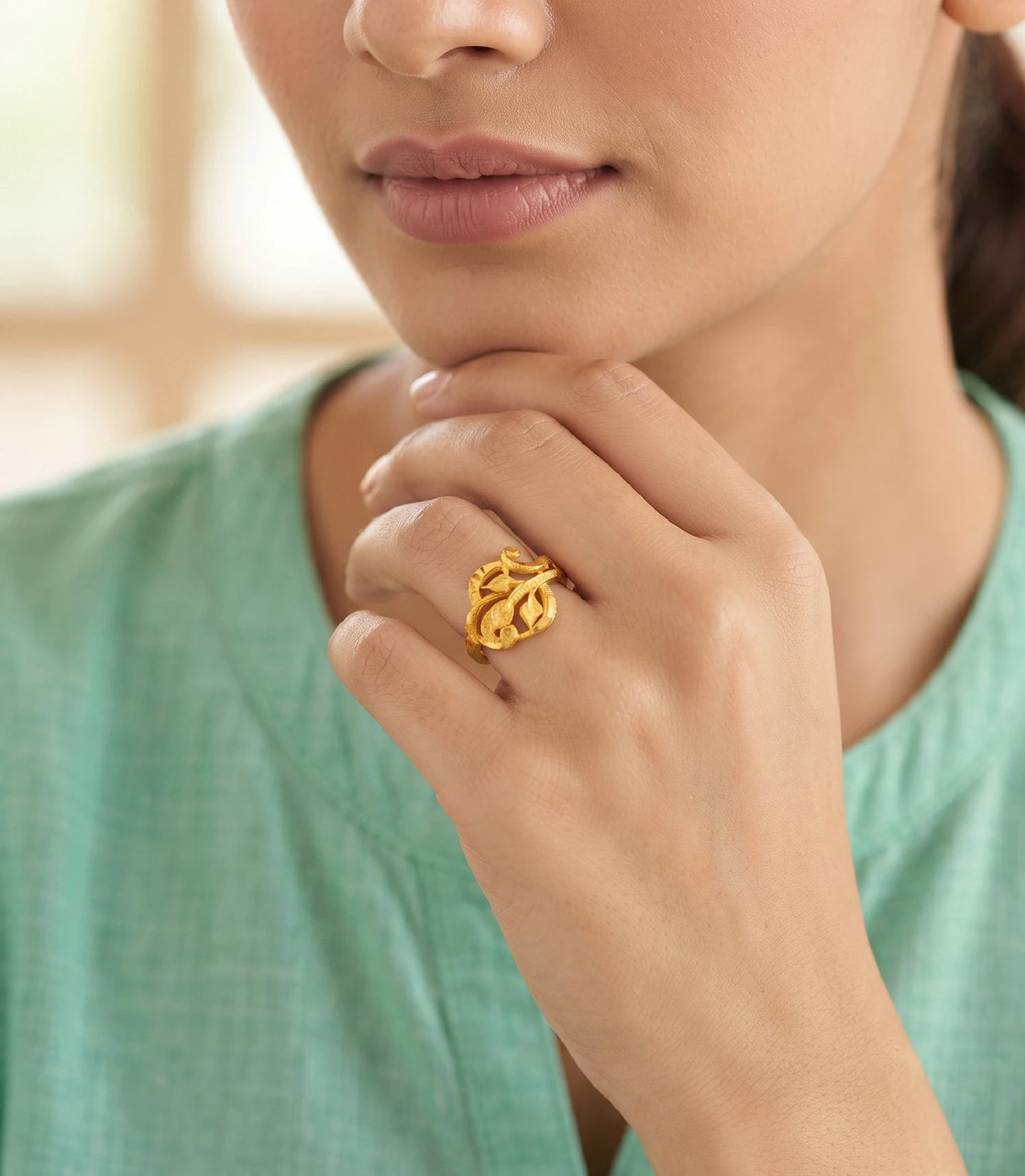 Gold Plated Harmony Swirl Adjustable Finger Ring