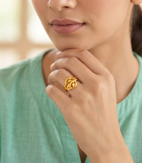 Gold Plated Harmony Swirl Adjustable Finger Ring