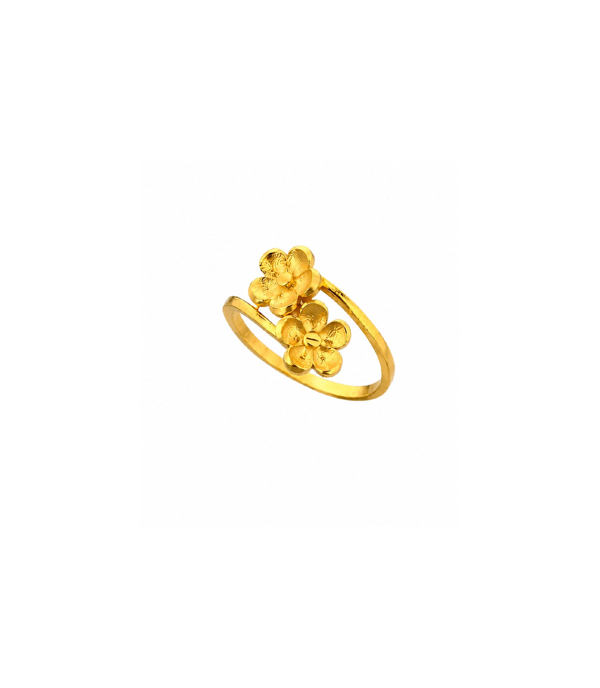 Gold Plated Floral Bloom Duo Adjustable Finger Ring