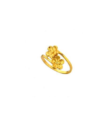 Gold Plated Floral Bloom Duo Adjustable Finger Ring