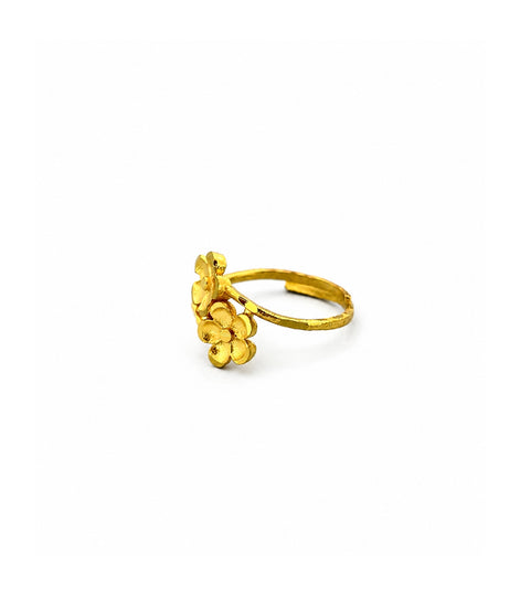 Gold Plated Floral Bloom Duo Adjustable Finger Ring