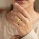 Gold Plated Geo Crest Adjustable Finger Ring