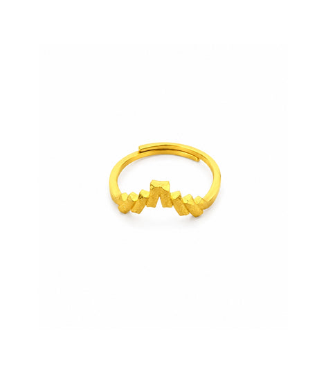 Gold Plated Geo Crest Adjustable Finger Ring