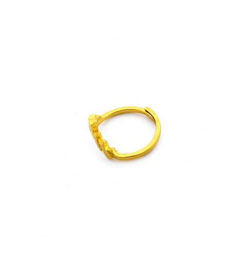 Gold Plated Geo Crest Adjustable Finger Ring
