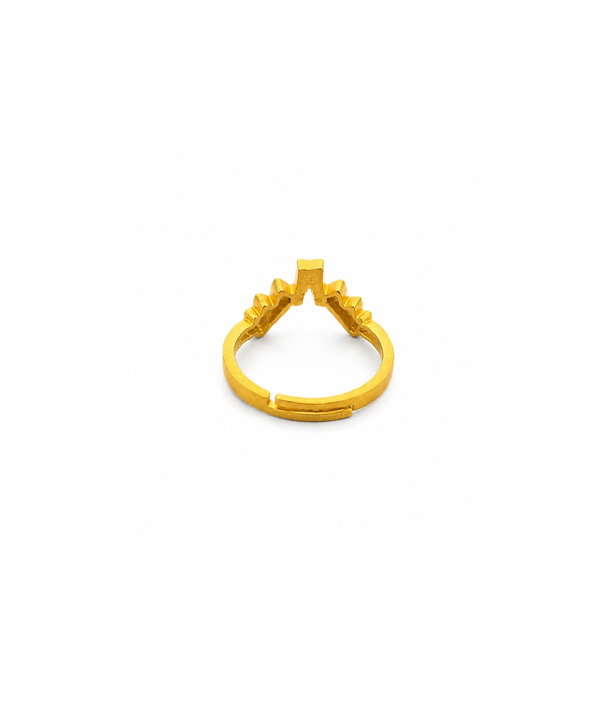Gold Plated Geo Crest Adjustable Finger Ring
