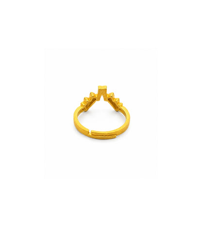 Gold Plated Geo Crest Adjustable Finger Ring