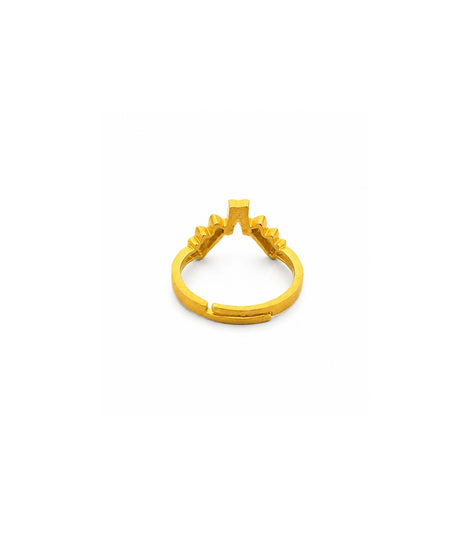 Gold Plated Geo Crest Adjustable Finger Ring