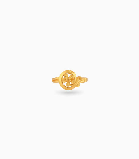 Gold Plated Party Round Floral Finger Ring