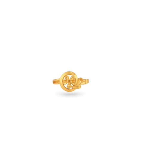 Gold Plated Party Round Floral Finger Ring