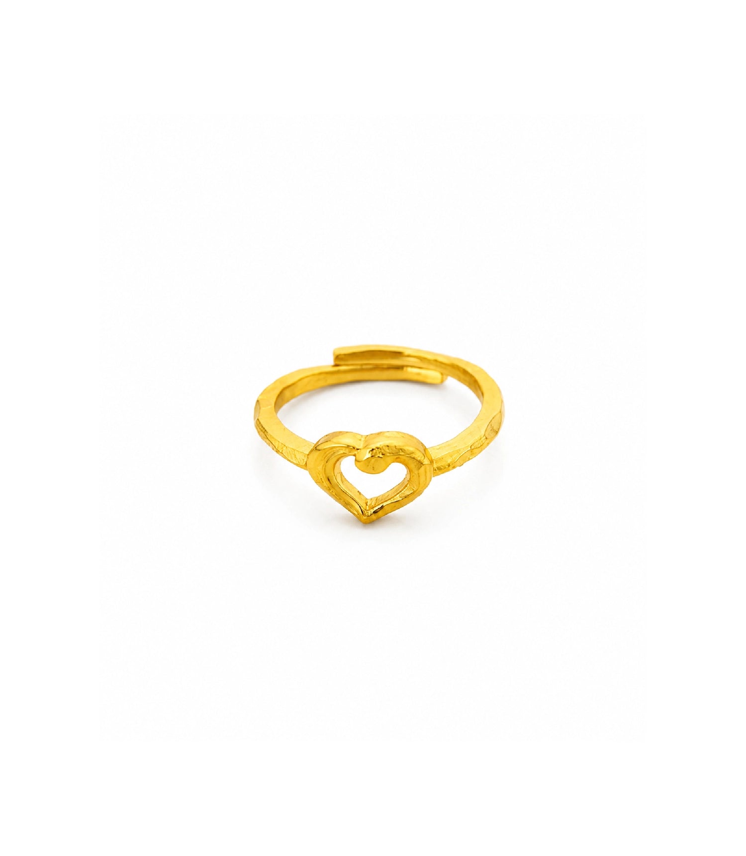 Gold Plated Open Heart Adjustable Finger Ring