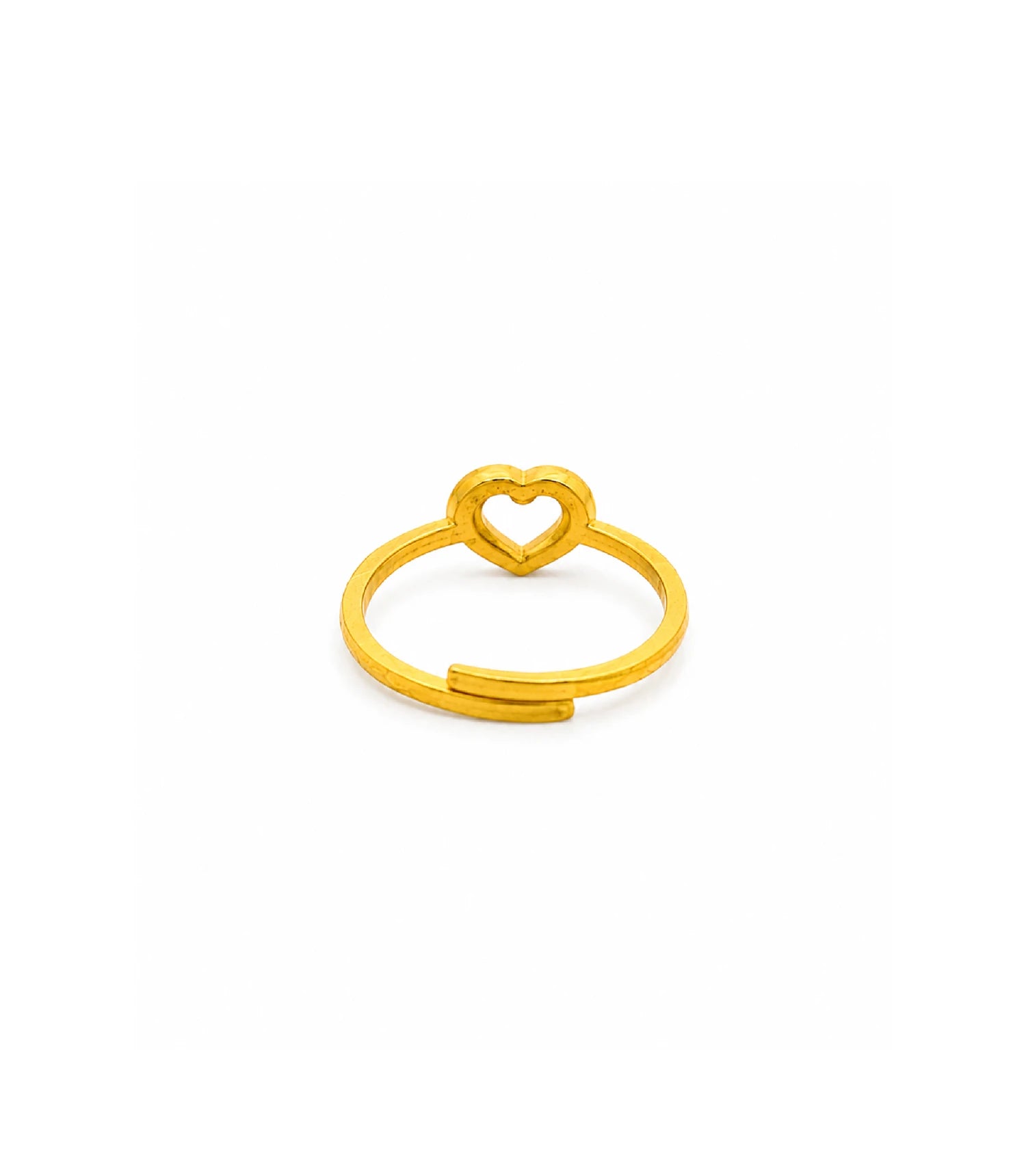 Gold Plated Open Heart Adjustable Finger Ring