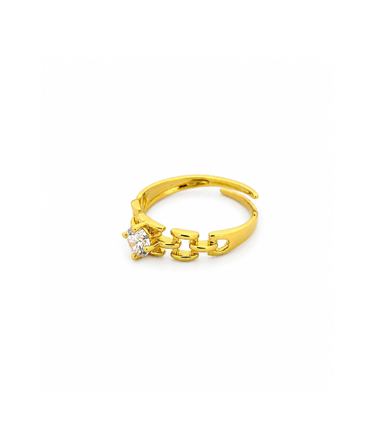 Gold Plated Solitaire Adjustable Finger Ring