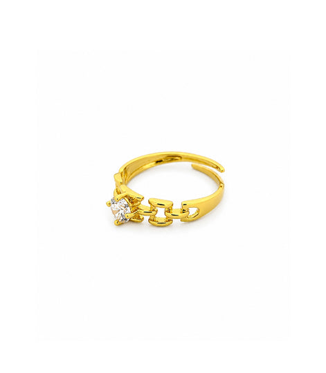 Gold Plated Solitaire Adjustable Finger Ring