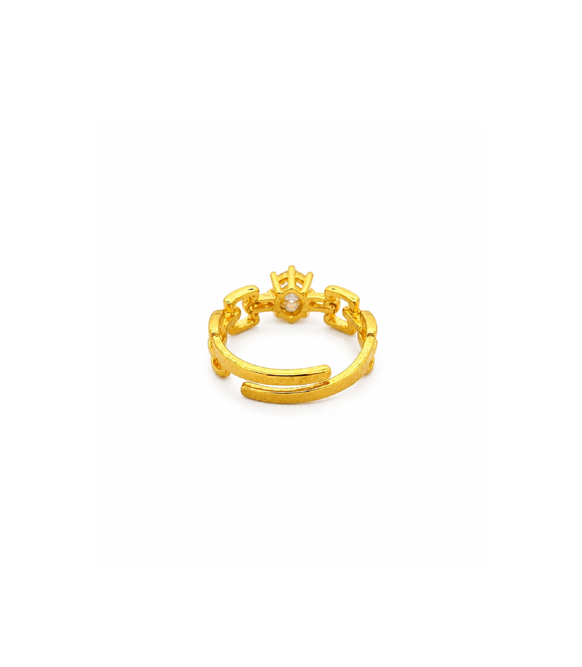 Gold Plated Solitaire Adjustable Finger Ring