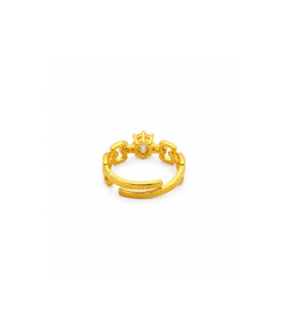 Gold Plated Solitaire Adjustable Finger Ring