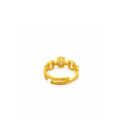 Gold Plated Solitaire Adjustable Finger Ring