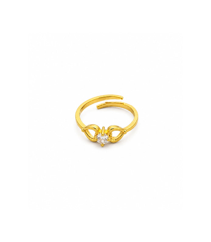 Gold Plated Lumi Bow Adjustable AD Finger Ring