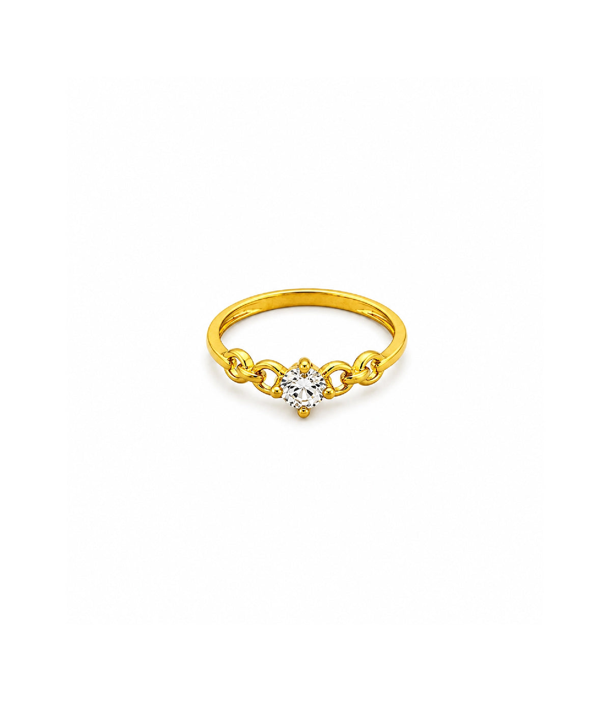 Gold Plated Aurielle Link Solitaire Finger Ring