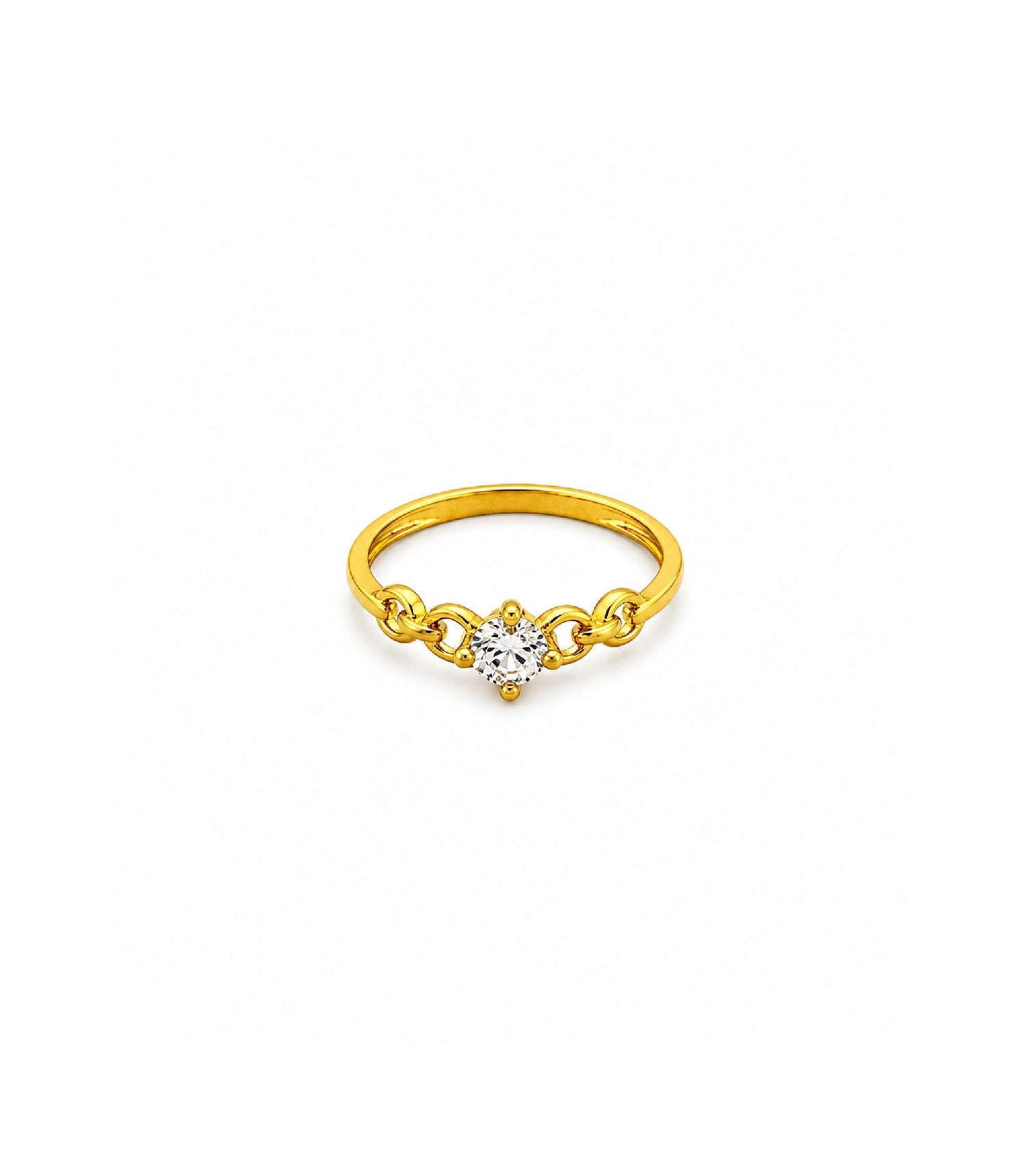 Gold Plated Aurielle Link Solitaire Finger Ring