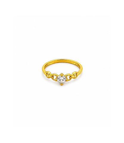 Gold Plated Aurielle Link Solitaire Finger Ring