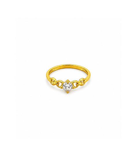 Gold Plated Aurielle Link Solitaire Finger Ring