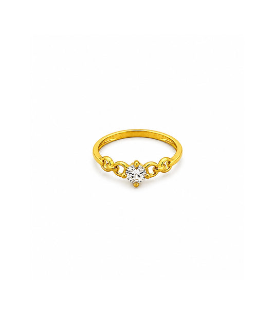 Gold Plated Aurielle Link Solitaire Finger Ring