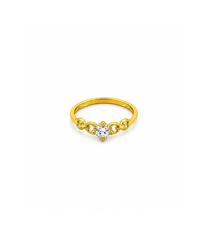 Gold Plated Aurielle Link Solitaire Finger Ring