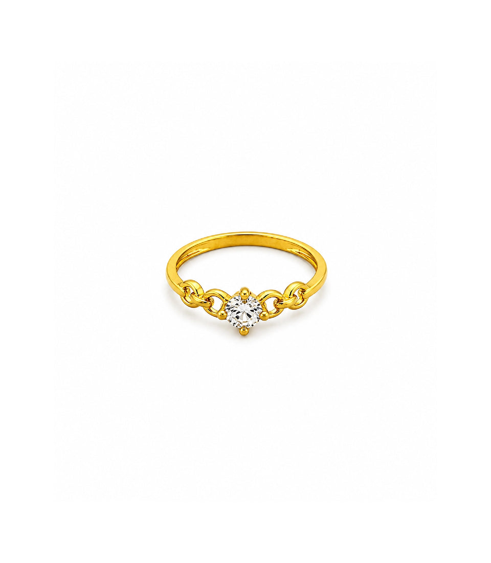 Gold Plated Aurielle Link Solitaire Finger Ring