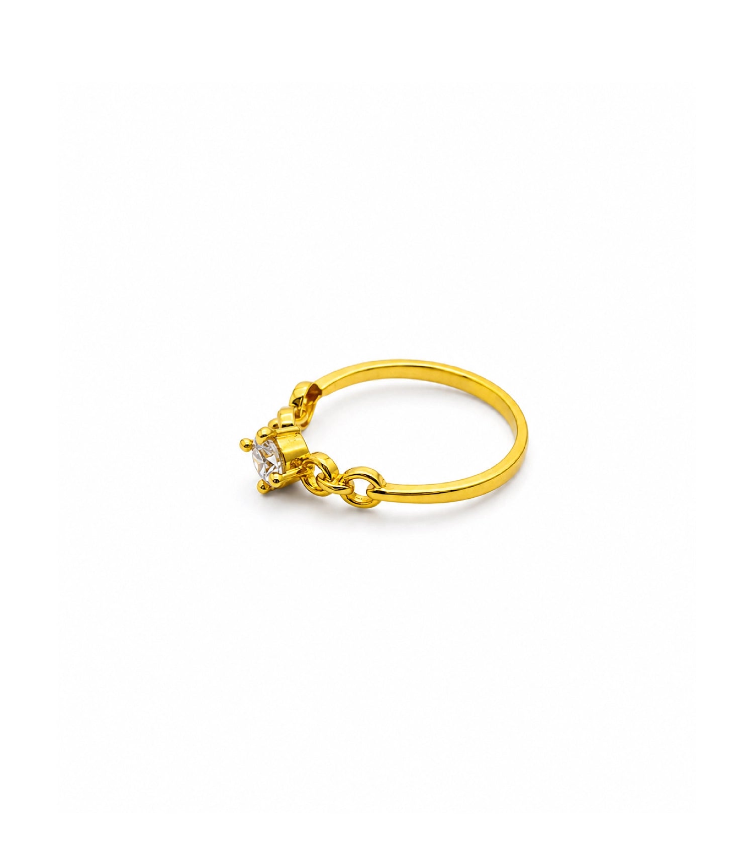 Gold Plated Aurielle Link Solitaire Finger Ring