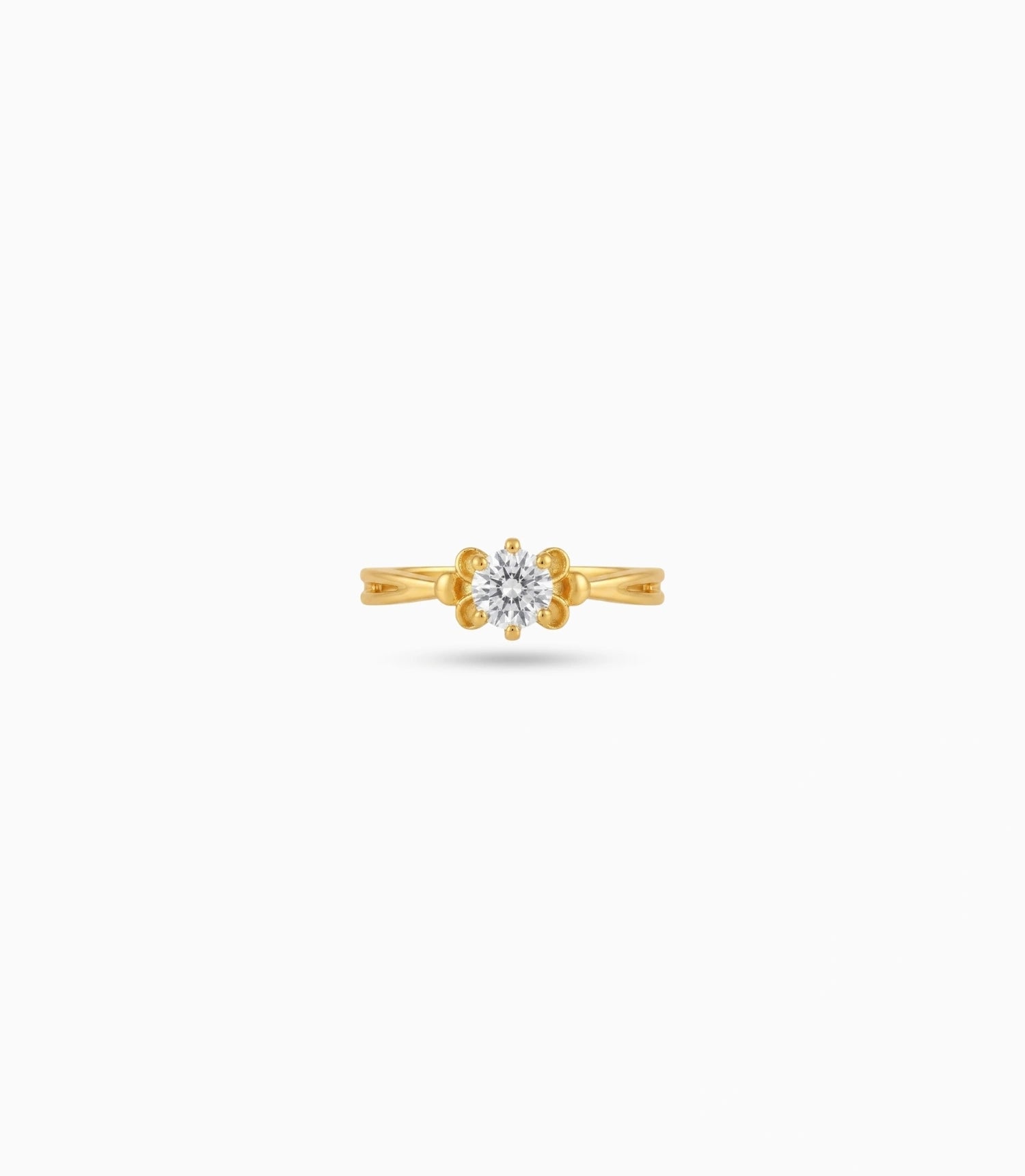 Gold Plated Solitaire Crown Setting Finger Ring