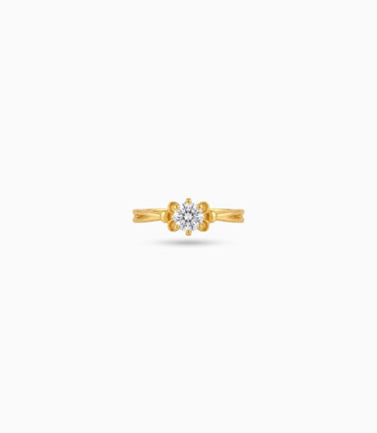 Gold Plated Solitaire Crown Setting Finger Ring