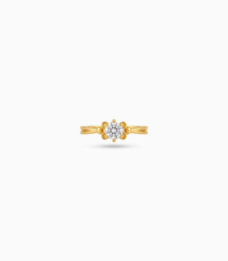 Gold Plated Solitaire Crown Setting Finger Ring