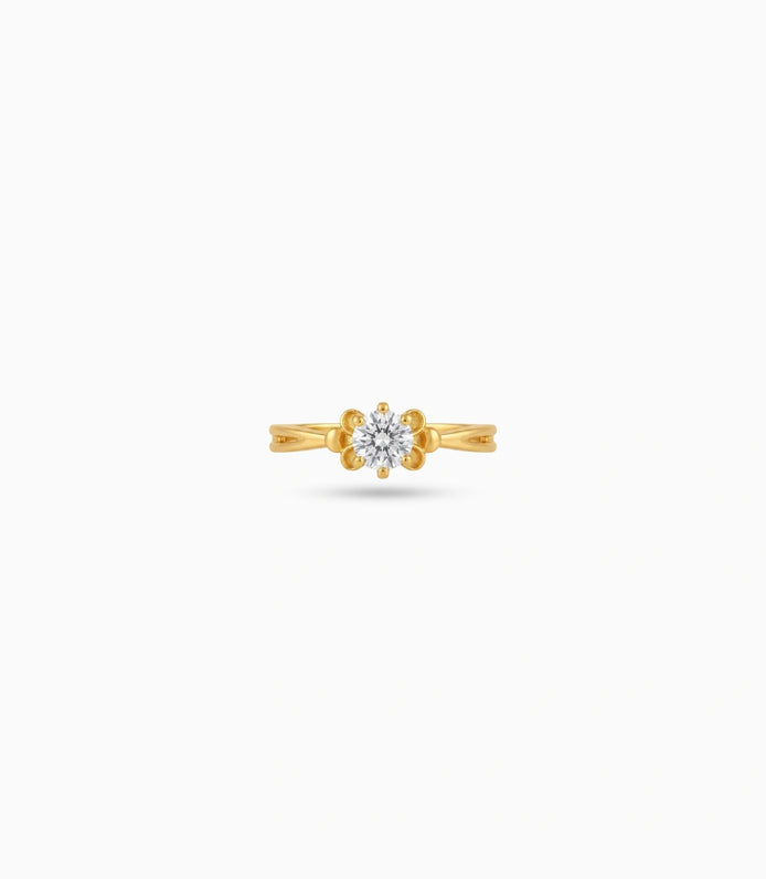 Gold Plated Solitaire Crown Setting Finger Ring