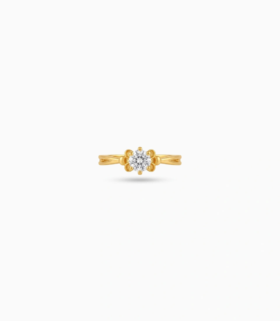 Gold Plated Solitaire Crown Setting Finger Ring