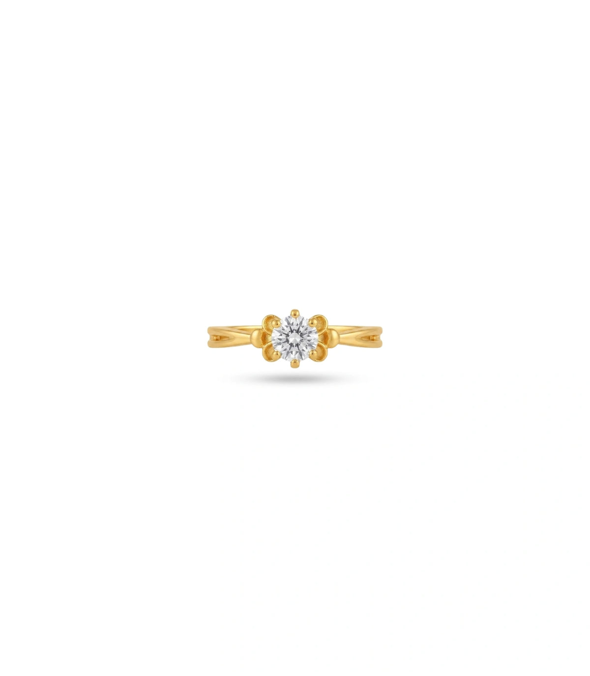 Gold Plated Solitaire Crown Setting Finger Ring