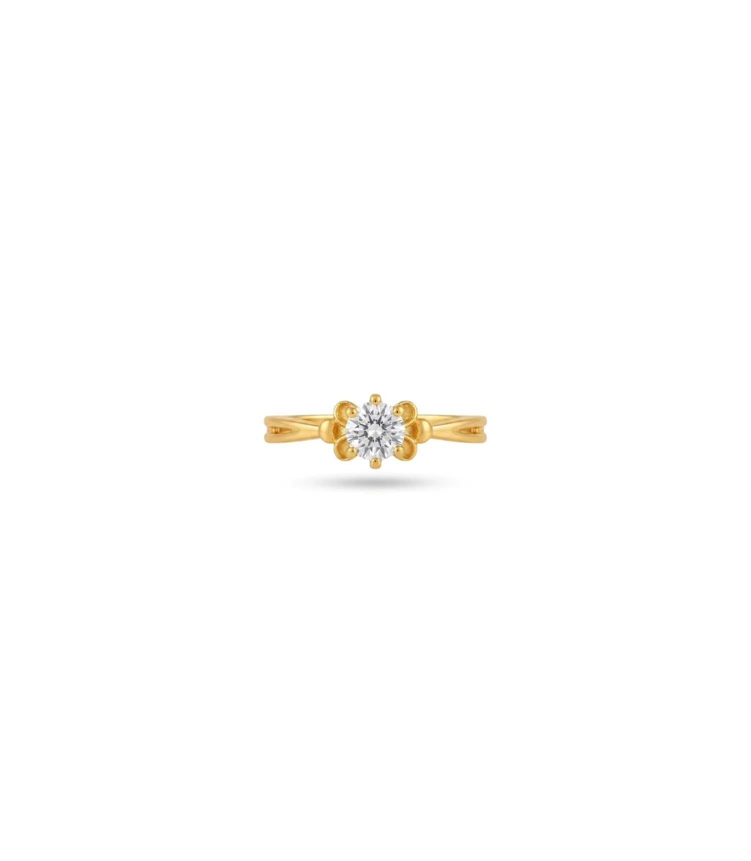 Gold Plated Solitaire Crown Setting Finger Ring
