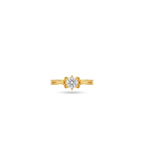 Gold Plated Solitaire Crown Setting Finger Ring