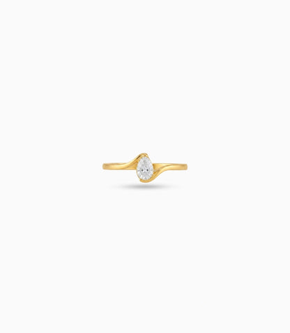 Gold Plated Party Simple Oval AD Finger Ring